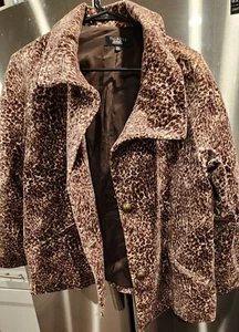 Talbots Velvet Button Down Leopard PrintLined Jacket coat Women's 14WP - Picture 1 of 7