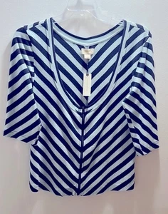Anthropologie Maeve Size XL Scoop Neck Zip Front 3/4 Sleeve Women’s Top NWT - Picture 1 of 6