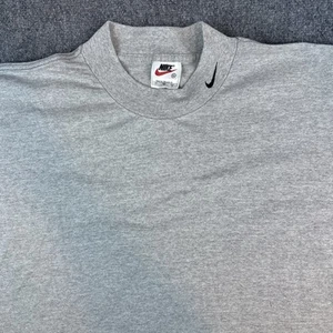 Vintage Nike Swoosh Mens XL Gray Long Sleeve T-Shirt White Made In USA 1990s Tag - Picture 1 of 10