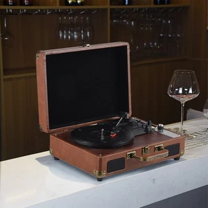 Vintage Vinyl Record Player BT Phonograph USB Recording 33/45/78RPM ETDU - Picture 1 of 9