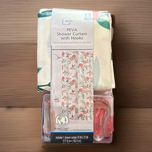 PEVA Shower Curtain & Hooks 13 Pieces 70" x 72" Mainstays Bathroom Décor Peaches - Picture 1 of 5