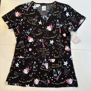 Cherokee Scrub Uniform Women’s Size XS Tooth Fairy Dental Top - Picture 1 of 5