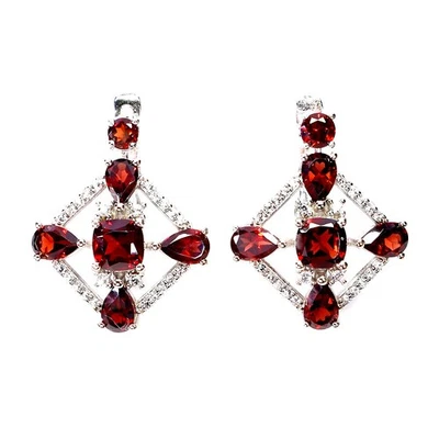 Pendientes de plata de ley 925 pera granate mozambique 6x4 mm joyas de piedras preciosas Foto 1 de 4