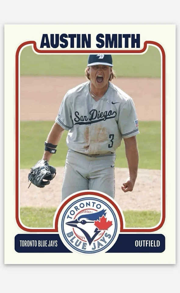 Austin Smith 2025 MLB Draft Novelty Baseball Card! Toronto Blue Jays - Image 1 of 1