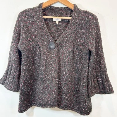 Cárdigan So Wear It Declare It Moteado Grande Gris y Rosa Acampanado Botón Jumbo Foto 1 de 4