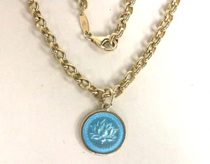 LOLA COMPANY STERLING ROLO CHARM NECKLACE with LOTUS CHARM - Picture 1 of 6