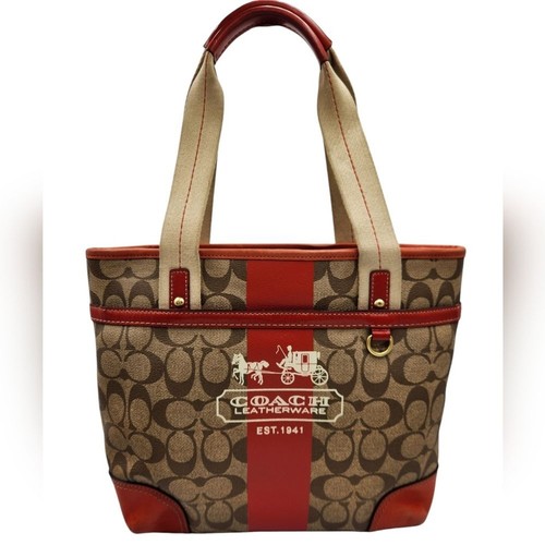 Borsa a tracolla Coach Signature Stripe Heritage rivestita in tela