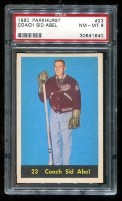 Parkhurst Hockey #23 1960 Sid Abel PSA 8 casi nuevo-como nuevo entrenador Red Wings patio ~ (PL) Foto 1 de 2