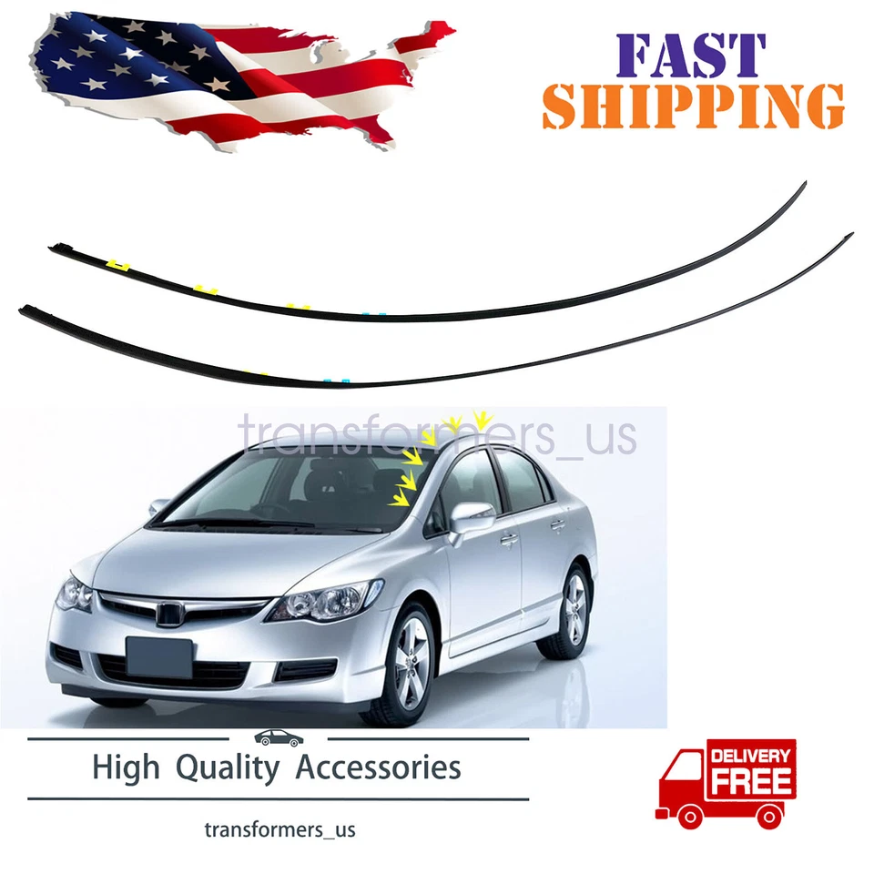 Fit 2006-2011 HONDA CIVIC Molding L&R Drip Side Set 73168-SNA-013 73158-SNA-013 - Image 1 of 4