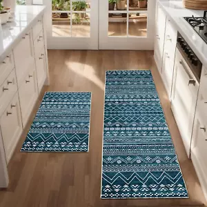 Kitchen Rugs and Mats Sets 2 Pieces Narrow Kitchen Runner Rug Non Slip Washab... - Picture 1 of 7