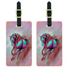 Horse Running Abstract Red Blue - Painterly Expressionism Luggage Tags Set of 2