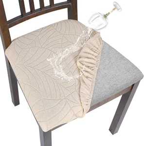 Waterproof Seat Covers for Dining Room Chairs Stretch Jacquard Chair Seat Covers - Picture 1 of 12
