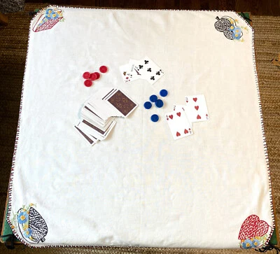 扑克游戏夜卡套装刺绣桌布适合折叠桌 — 第 1/4 张图片