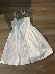 POLO Ralph Lauren White Button Down Sleeveless Jean Dress Jumper Girls Sz 7 Nice - Picture 1 of 15