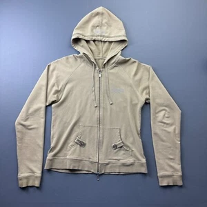 BCBG Women’s Hoodie Size Large Full Zip Cotton Stretch Beige Casual Sweatshirt - Picture 1 of 10