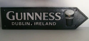 BLACK CAST IRON GUINNESS ROAD SIGN ARROW DUBLIN IRELAND GLASS BAR VINTAGE DESIGN - Picture 1 of 3