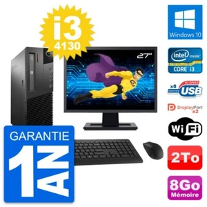 PC Lenovo M93p SFF Pantalla 27" Intel i3-4130 RAM 8Go Disco 2To Windows 10 Wifi - Imagen 1 de 3