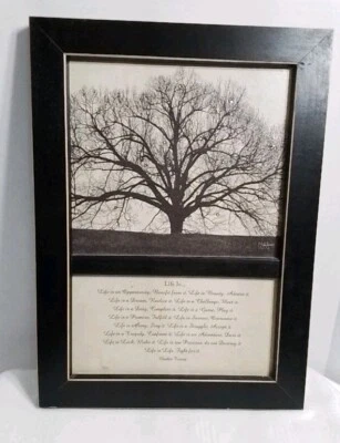  "Life Is" Framed Print Wall Art 14 x 10 Tree Of life Rhinestones Mother Teresa  - Image 1 of 4