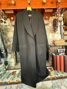 FELEURETTE OF CALIFORNIA 100% Black Camel Hair Shawl Collar Long Coat SZ XL USA - Picture 1 of 12