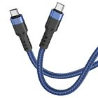 Data Cable Hoco U110 USB-CtoUSB-C Braided 60W 20V/3A Blue 1.2m Extra Durability