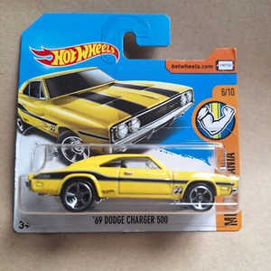 HOT WHEELS - 2017 Muscle Mania - '69 Dodge Charger 500 in Yellow - MOON EYES - Picture 1 of 1