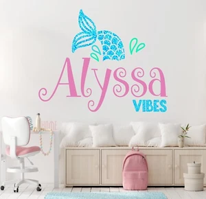 Custom Name Mermaid Wall Decal - Girls Personalized Name Mermaid Wall Sticker  - Picture 1 of 10