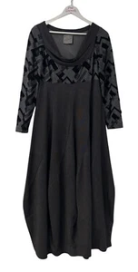 Out of Xile Women's Cowl Neck Lagenlook Grey Black Patterned Dress Size 1 UK 10 - Picture 1 of 13