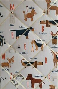 SALE ABC Dog Breeds Handcrafted Fabric Notice Pin Memo Memory Board 60x40cm