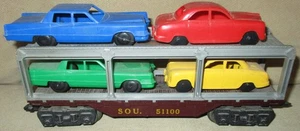 Vintage Marx O/O-27 Southern #51100 Auto Car Carrier Model Train Car w/ 4 Cars - Picture 1 of 9