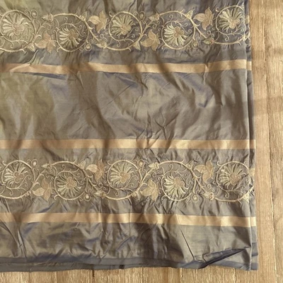 Duchess Jezebel 100% Silk Taffeta Fabric Gray Gold Embroidered 2 Yds Duo-chrome - Image 1 of 3