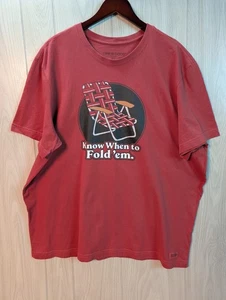 Life is Good Sommermotiv Crusher T-Shirt Herren XL Know When To Fold Em Stuhl rot - Bild 1 von 6