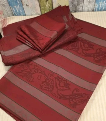 ❤ Tischdecke+ 16 Servietten TCM Damast Polyester Bordeaux rot 170 x 130 cm ❤ - Bild 1 von 4
