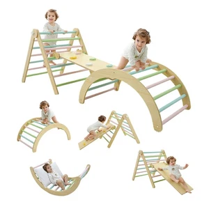 Rampa ad arco in legno scala arrampicata giocattoli per bambini 1-3 anni - Foto 1 di 23