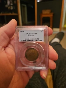 1916 PCGS AU55 Canada Large One Cent 1C Uncirculated GRADED CERTIFIED  - Bild 1 von 3