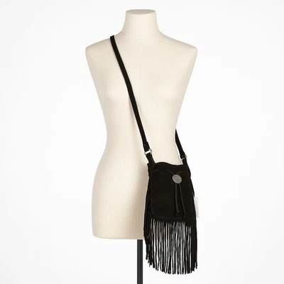 Bolso Bandolera Free People Calamity Negro Gamuza Flecos Nuevo con Etiquetas Foto 1 de 4