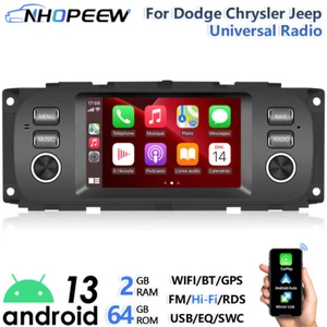 Android13 Wireless Carplay for Jeep Wrangler Dodge Ram Chrysler GPS Car Radio - Foto 1 di 15