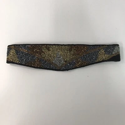 Beaded Belt Cummerbund Black Grey Gold Silver Copper 30” Hook And Loop Closure - Image 1 of 4