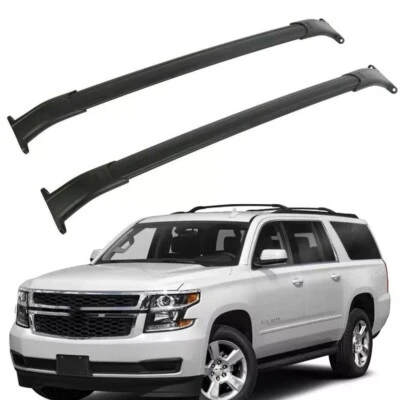 Black Cross Bar fits for GMC Yukon 2015-2020 Luggage Rack Cargo Carrier Rails - Изображение 1 из 4