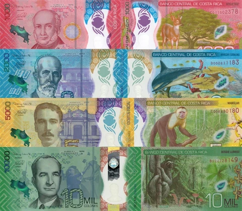 Costa Rica 4 PCS Set: 1000 to 10000  Colones (2018/2019) - p-New/Polymer UNC Cover