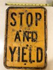 Vintage Road Sign Embossed Stop and Yield Sign 18x12