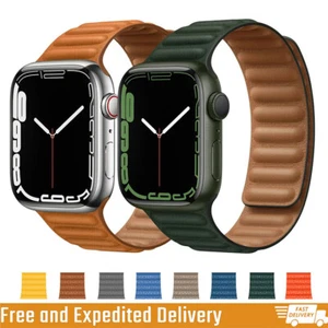 Leather Band Magnetic Strap For Apple Watch 7 Strap 41mm/45mm iWatch 6 SE 5 Band - Picture 1 of 21