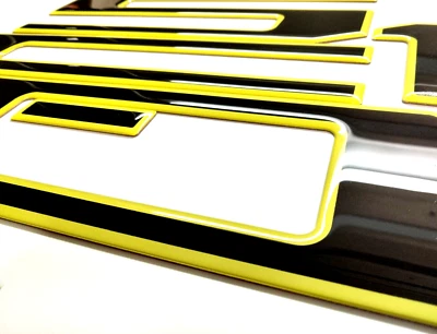 3D BLACK YELLOW OUTLINE DOMED TAILGATE LETTERS FOR 2021- 2025 US MADE - Image 1 of 2