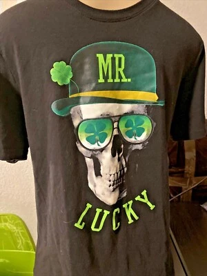Boys Black Mr Lucky St. Patrick's Day T-Shirt  Skull Tee Shirt XXL  18 ngg - Image 1 of 4