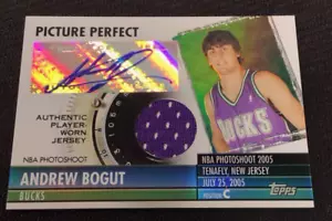 2005 Topps Certified Andrew Bogut Picture Perfect Rookie Jersey Auto /199 Bucks - Picture 1 of 2