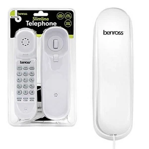 Benross Biały Slimline Przewodowy stolik telefoniczny Montaż ścienny Dom Biuro Telefon - Zdjęcie 1 z 1