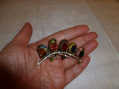 New SIGNED HEIDI DAUS  5 Birds on Branch CRYSTAL Brooch PIN Lovely! - Image 1 of 4