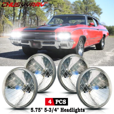 For Buick GS 455 1970-1972 Round 4pcs 5-3/4 5.75"inch Halogen Headlights Beam - Image 1 of 4