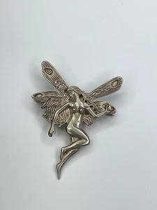 Beautiful Art Nouveau Dragonfly Fairy Pin Brooch 925 Sterling Silver Fantasy - Picture 1 of 7