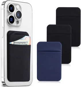 3Pack Cell Phone Card Holder Pocket for Back of Phone,Stretchy Stick on Wallet C - Picture 1 of 9