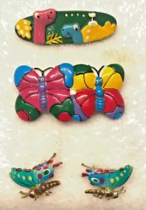 4 Vintage Girls Hair Barrettes 1990’s Lucite, butterflies Etc - Picture 1 of 4
